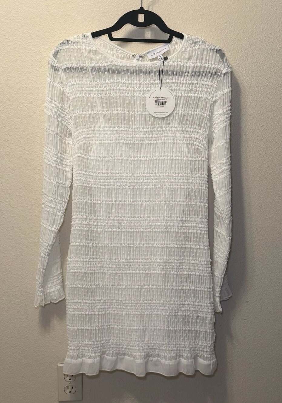 Lost + Wander Calla Lily White Boho Chic Mini Dress, Spring Essential